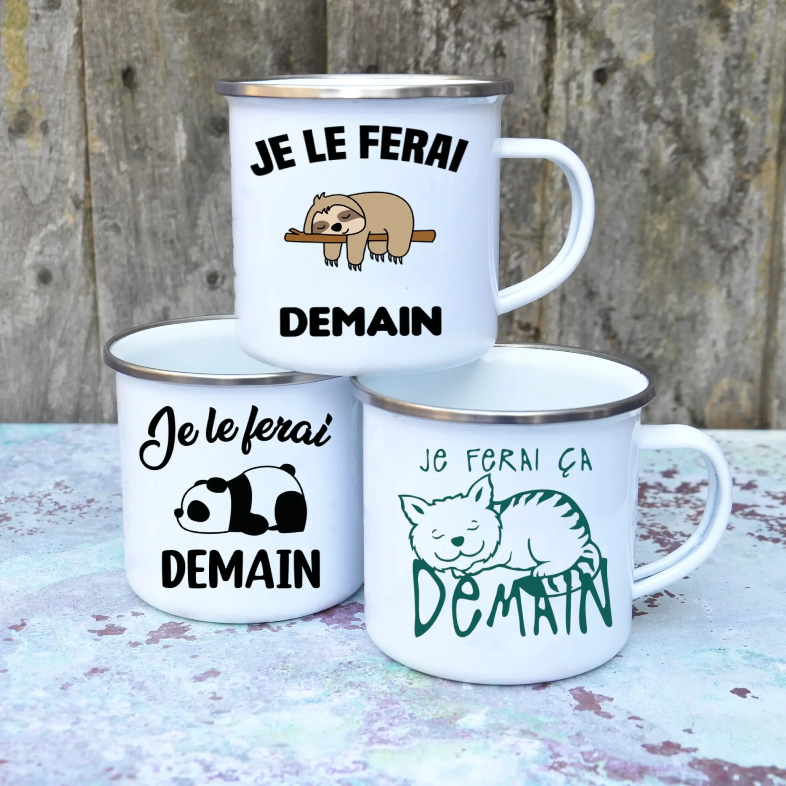Cute Enamel Coffee Mug French  - Wine Beer Coffee Drink review and price
