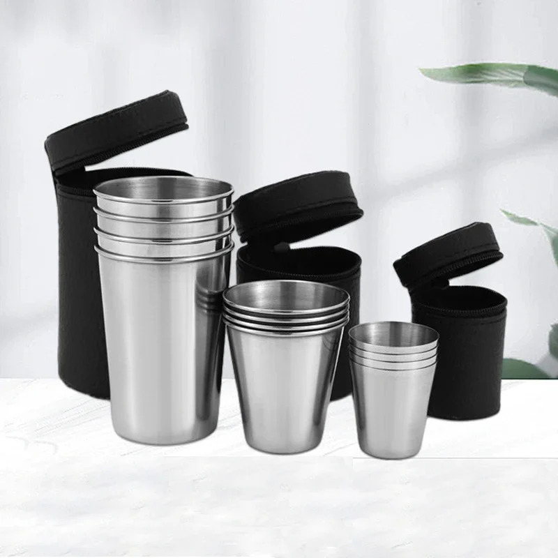 4Pcs Outdoor Travel Stainless  - Whisky Beer And Wine review and price